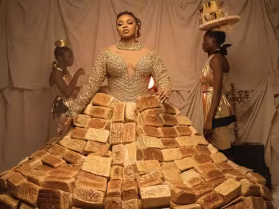 Bread Dress goes viral as Queen Mercy Atang turns AMVCA look into ad